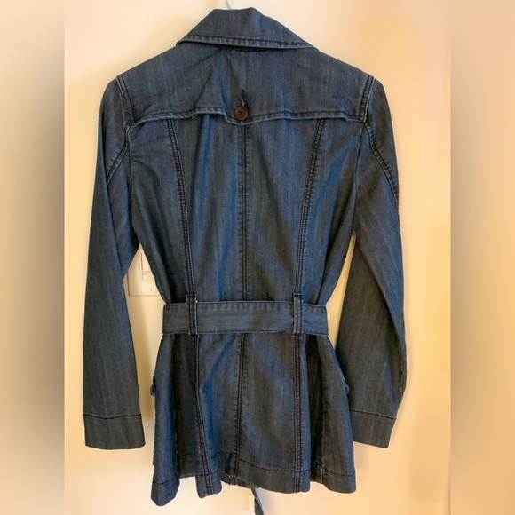 Denim belted jacket mid length - Picture 4 of 6
